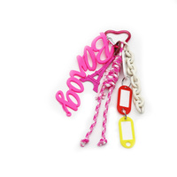 Creative Alphabet Eiffel Tower Doll Pendant Spring Chain Pearls Iron Chain Strips String Hanging Bag