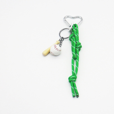Spot DIY niche miu system creative green rope baseball key chain bag pendant accessories