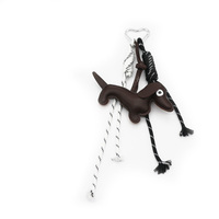 Dachshund Black Rope White Rope Pendant Toys Pearls Chain String Bag Pendant Charms Silicone Tag Key