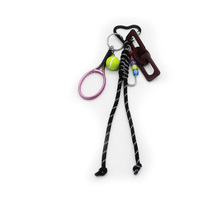 Purple tennis racket black lanyard pendant toy pearl chain string bag charm charm silicone tag keych