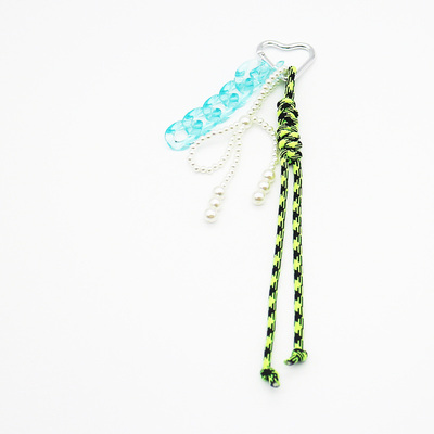 Spot can DIY niche miu system creative bow blue chain key chain bag pendant accessories