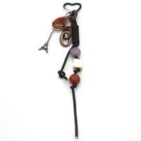 Eiffel Tower Gemstone Pendant Hanging Toys Creative Letters Pearls Chain Strings Bags Pendant Charms
