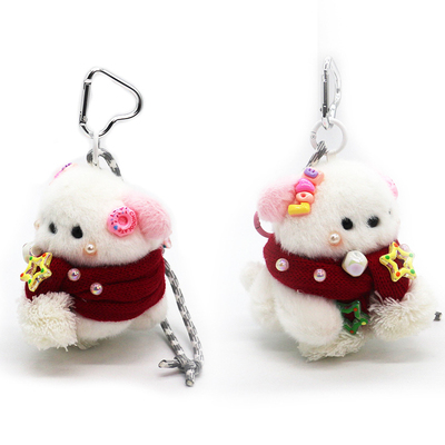 Cute plush red scarf bear student schoolbag pendant doll cute couple keychain doll cartoon small gif