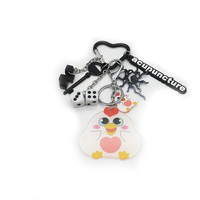 Chick dolls toys dice pearl iron chain bar strings bag pendant charm silicone tag keychain