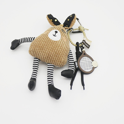 Spot new miu department handmade tennis racket big ears rabbit bag charm accessories car keychain