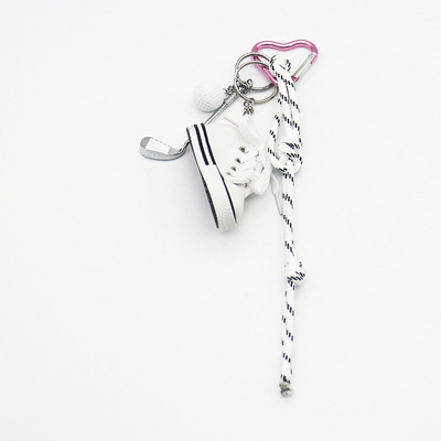 White golf clubs white board shoes pearl chain string bag charm pendant silicone tag keychain