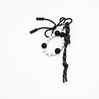 Black bow black and white pearl chain string handbag charm charm silicone tag keychain