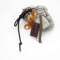Chocolate black rope brown spring pendant toys creative letters pearl chain string bag charm pendant