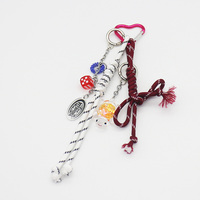ins blogger the same niche miu dice small turtle car keychain bag charm handmade couple braided lany