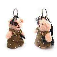 Black glasses pink mechanical bear keychain pendant cute doll schoolbag charm couple small gifts who