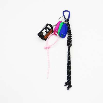 Vinyl roll toy nameplate pearl chain string bag pendant charm silicone tag keychain
