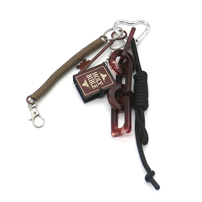 Spring Bible Vintage Brown Key Charm Toys Creative Letters Pearls Chain Strings Bags Pendant Charms